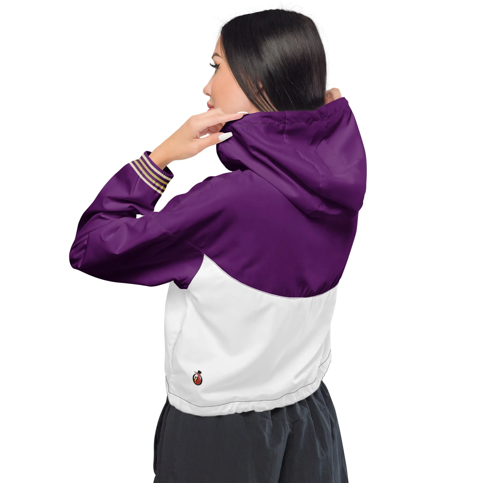 Snooty Fox Art Women’s Cropped Windbreaker - Purple w/ Saints Logo