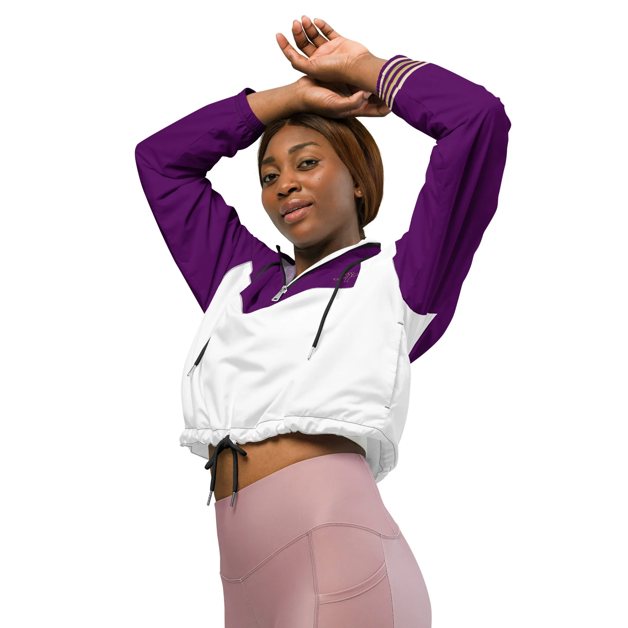 Snooty Fox Art Women’s Cropped Windbreaker - Purple w/ Saints Logo