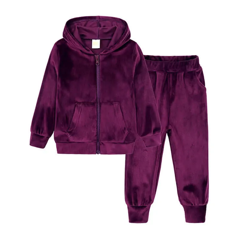 Velvet Vibes Hooded Tracksuit Set – Cozy & Sporty (2-7Y)