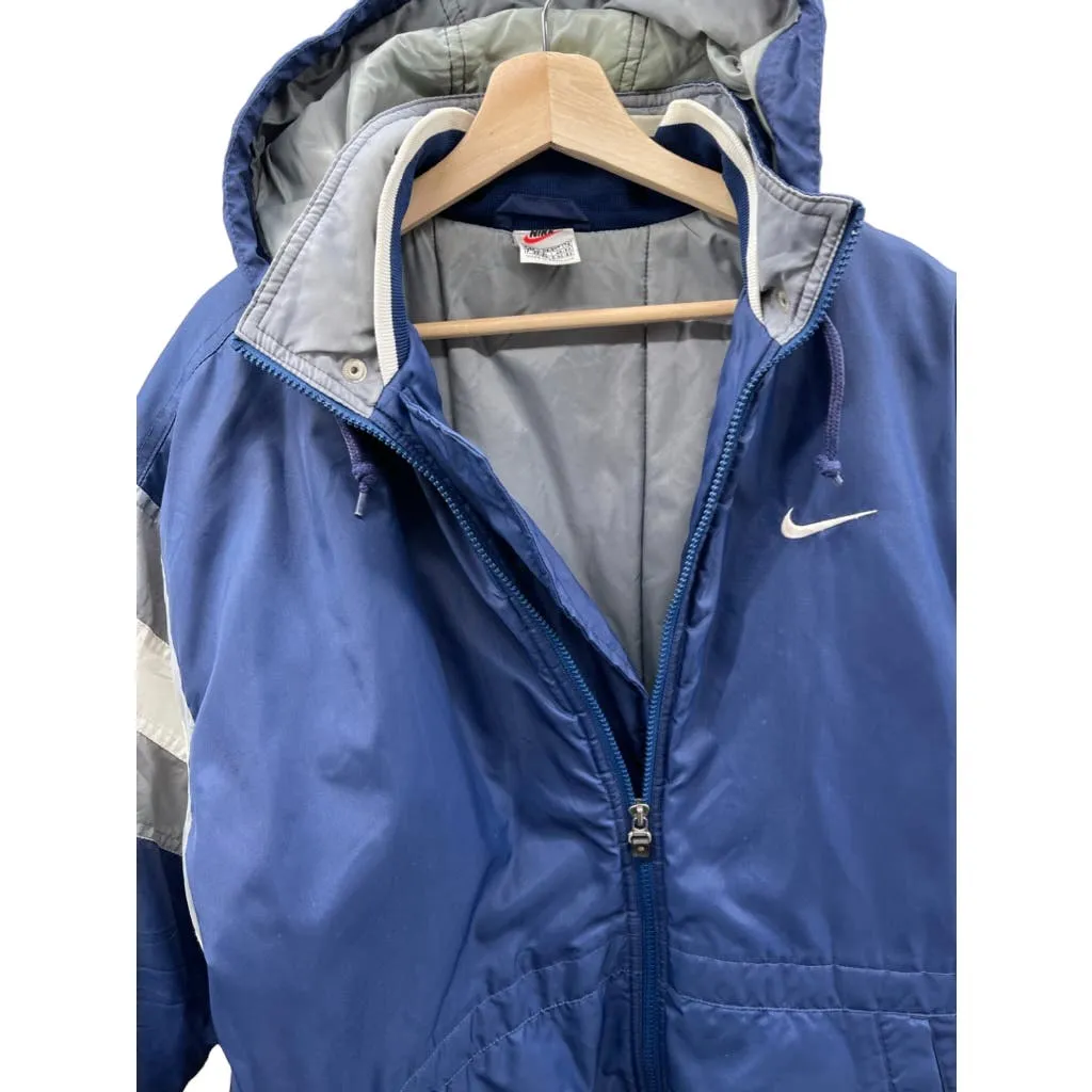 Vintage 1990's Nike Navy Quilt Lined Embroidered Swoosh Puffer Jacket