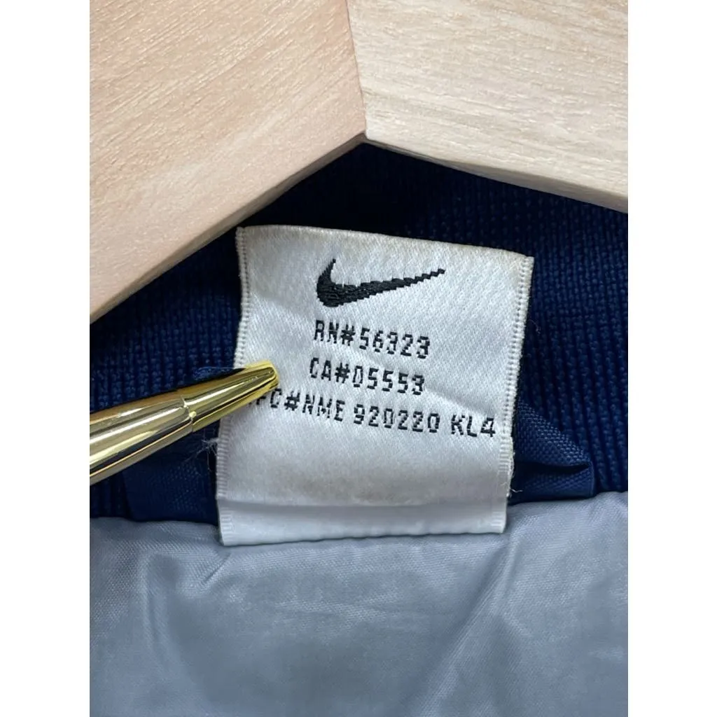Vintage 1990's Nike Navy Quilt Lined Embroidered Swoosh Puffer Jacket