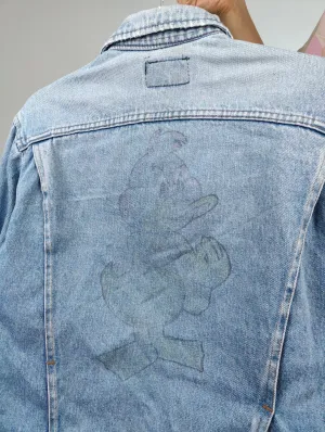 Vintage 90s denim jacket Rifle jeans light blue back print cartoon duck animal women S-M