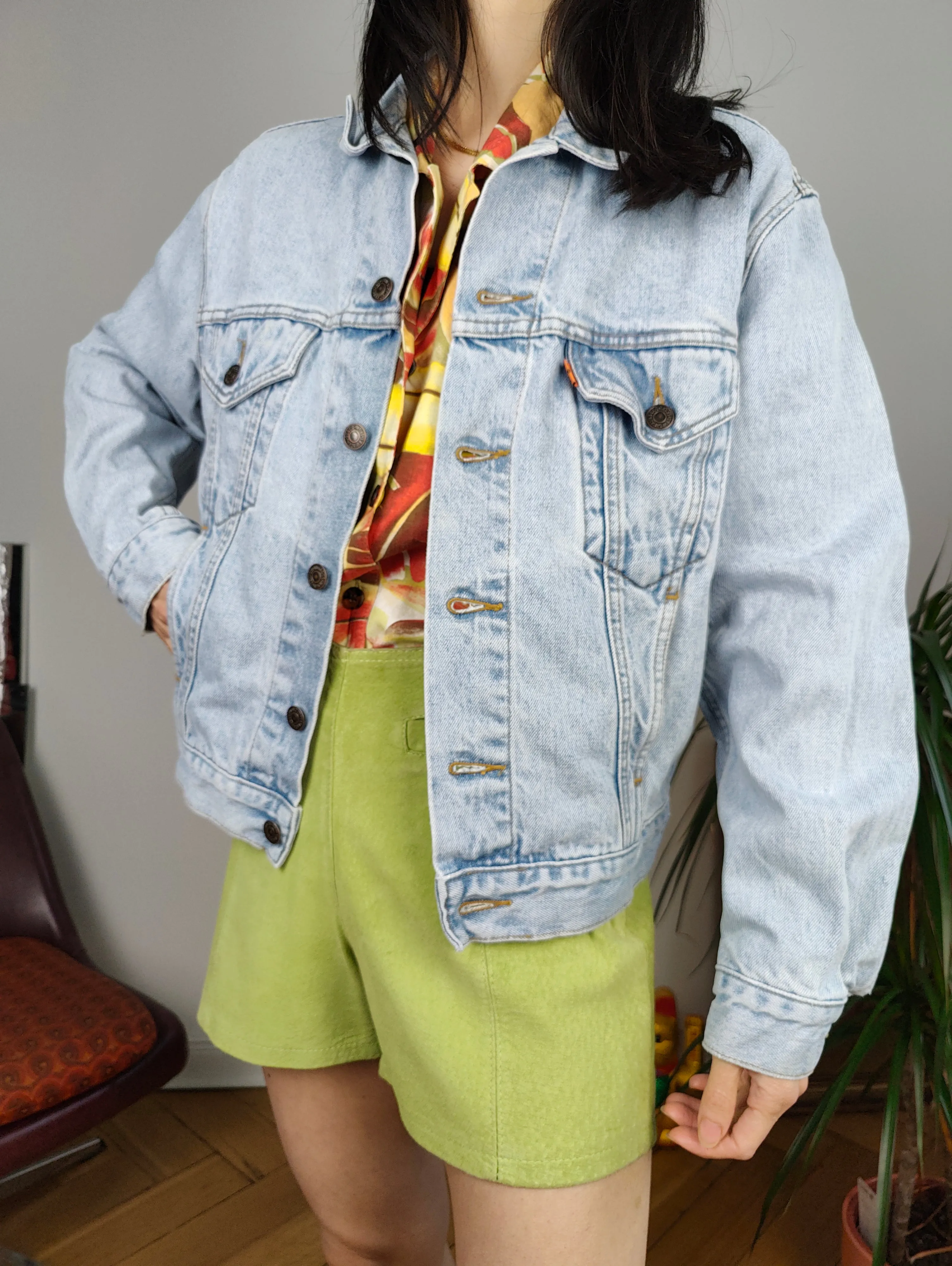 Vintage Levi´s denim jacket orange tab 70601 light blue women S