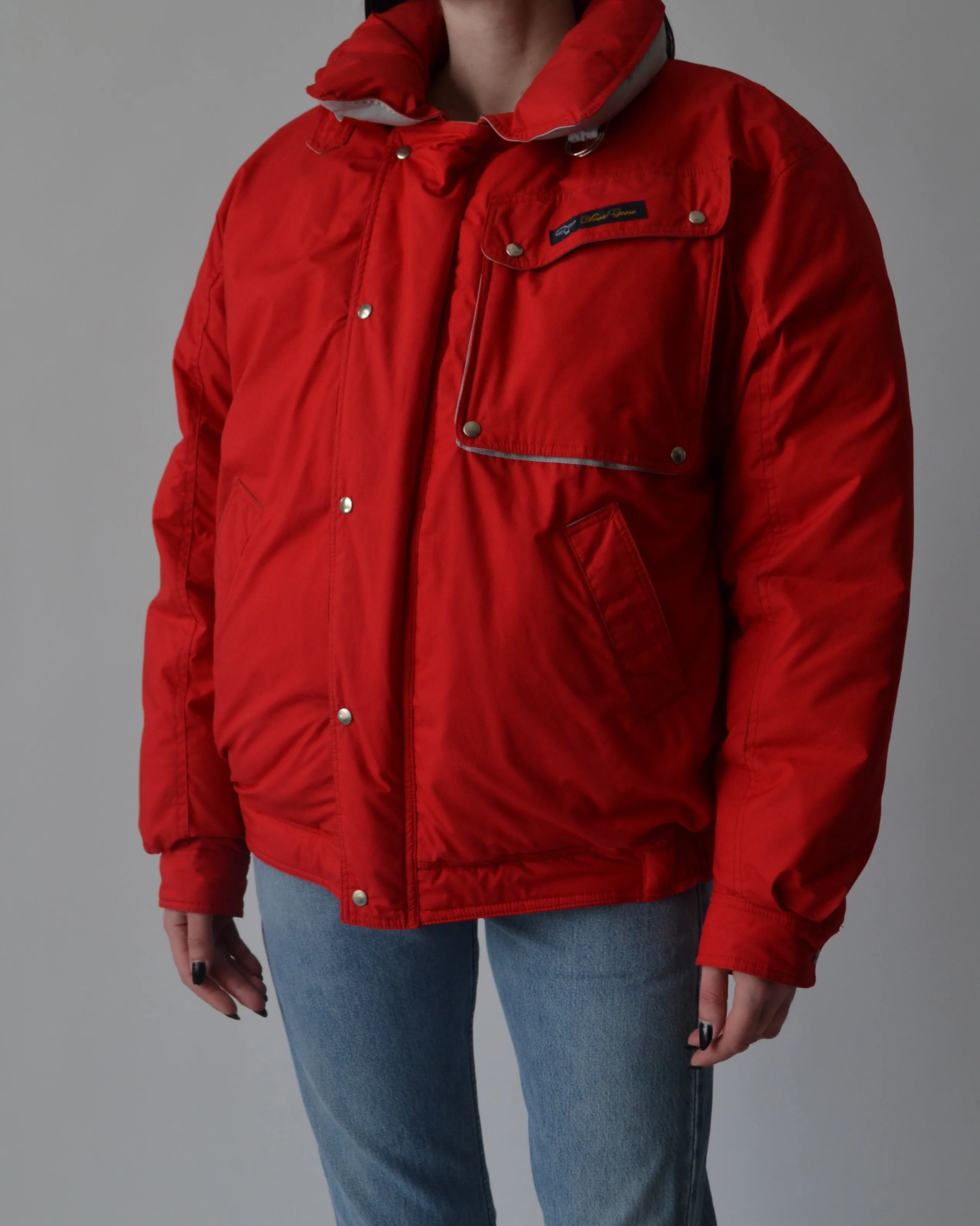 Vintage Red Snow Goose Puffer Jacket