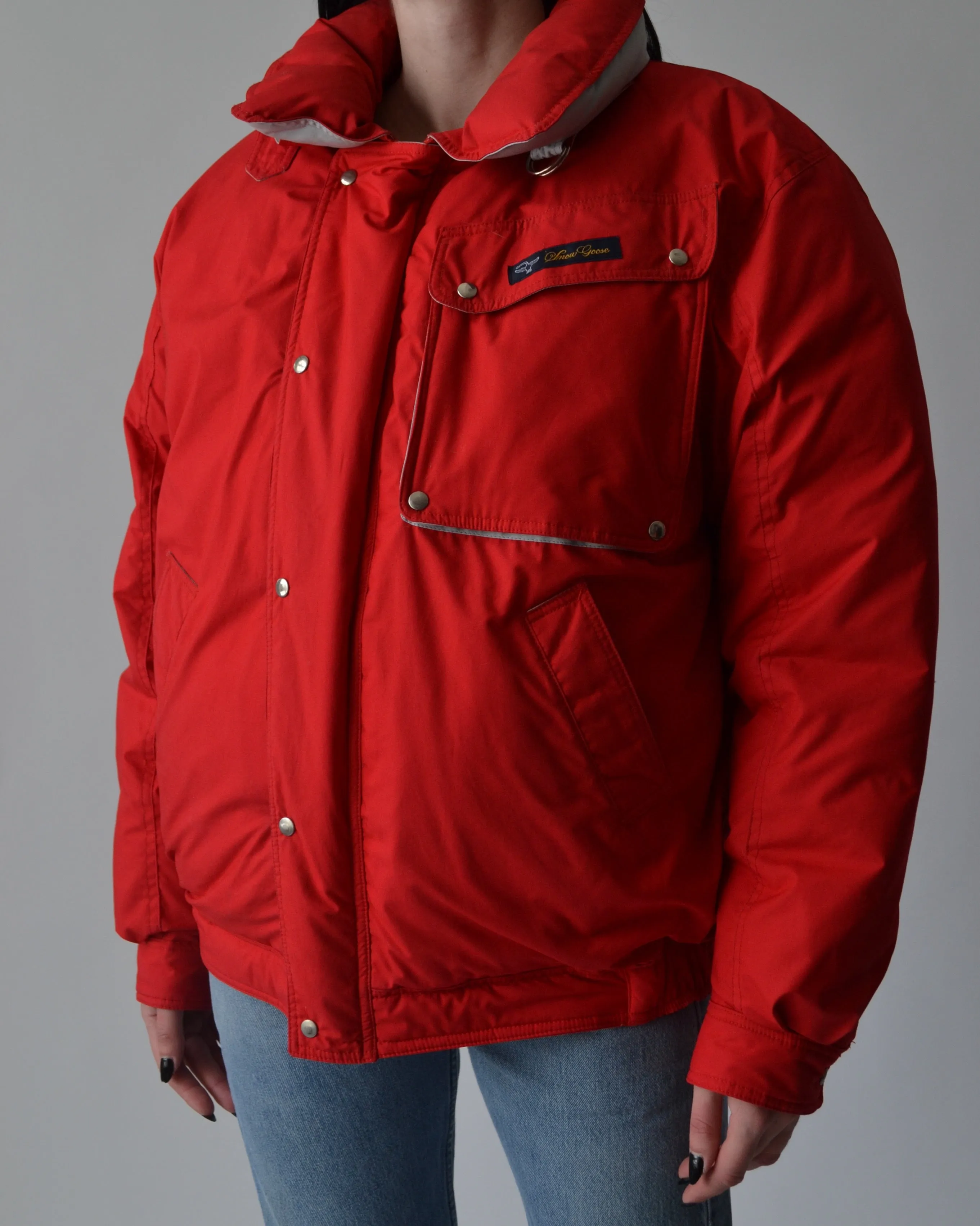 Vintage Red Snow Goose Puffer Jacket