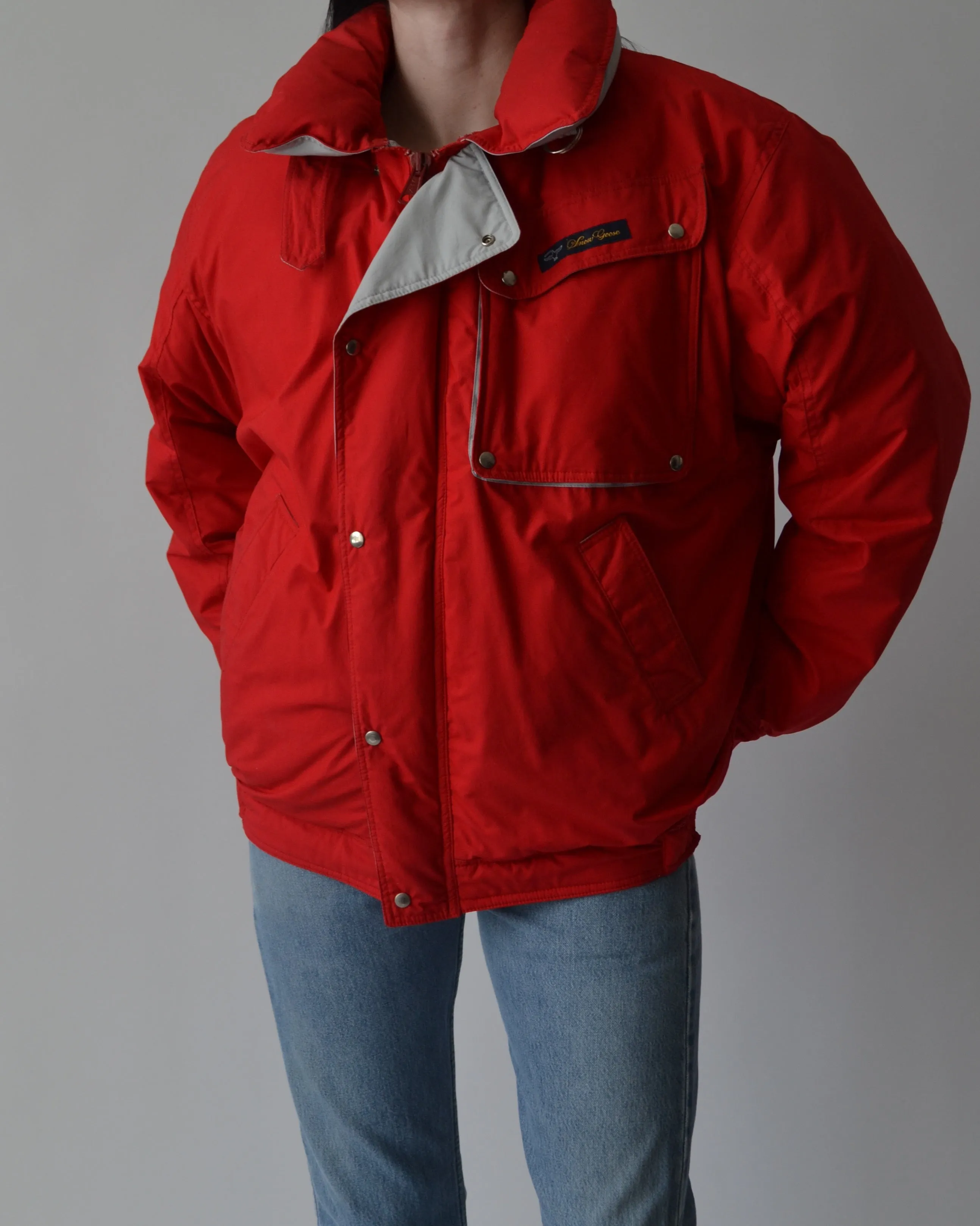 Vintage Red Snow Goose Puffer Jacket