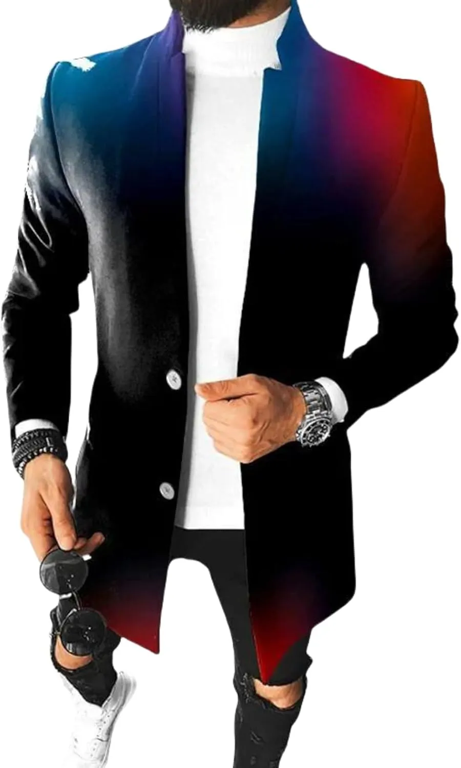ZOCANIA Trench Coat Mens Wool Blend Notched Lapel Collar Single Breasted Overcoat Classic Peacoat Slim Fit Winter Midi Jacket