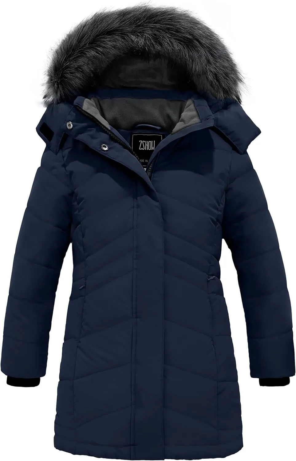 ZSHOW Girls' Winter Coat Insulated Long Parka Warm Hooded Puffer Jacket