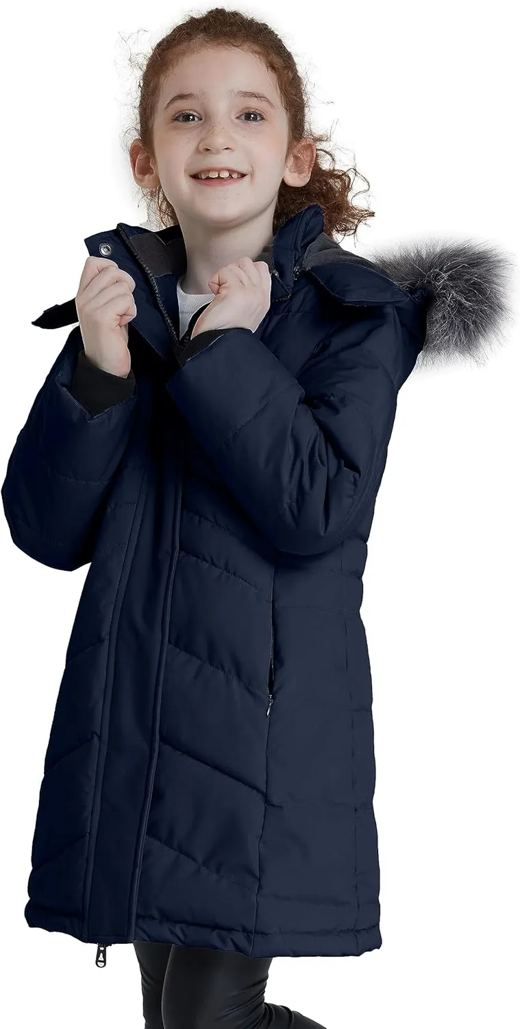 ZSHOW Girls' Winter Coat Insulated Long Parka Warm Hooded Puffer Jacket