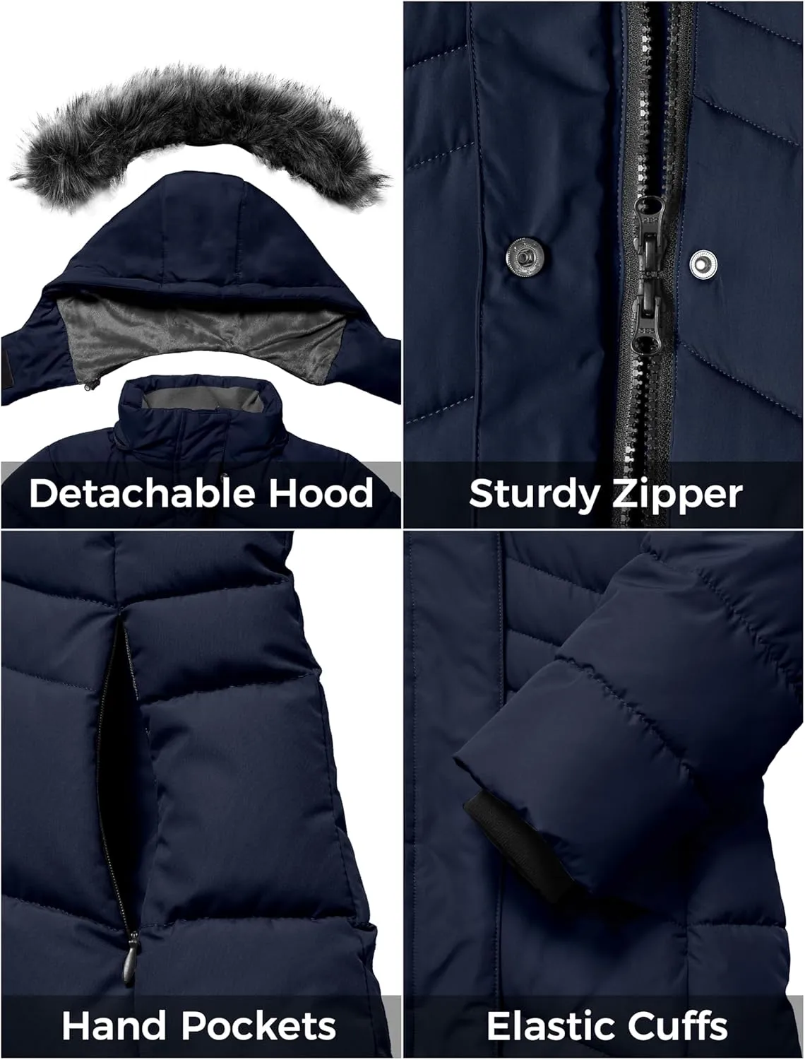 ZSHOW Girls' Winter Coat Insulated Long Parka Warm Hooded Puffer Jacket